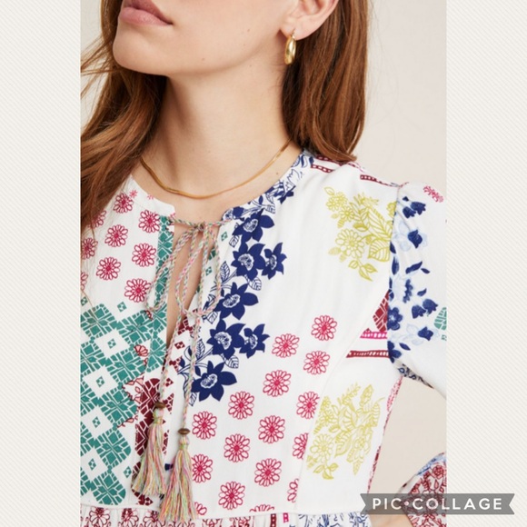 :Price Firm: Anthropologie Daniel Rainn Westerly Patchwork Midi Dress - Picture 3 of 10